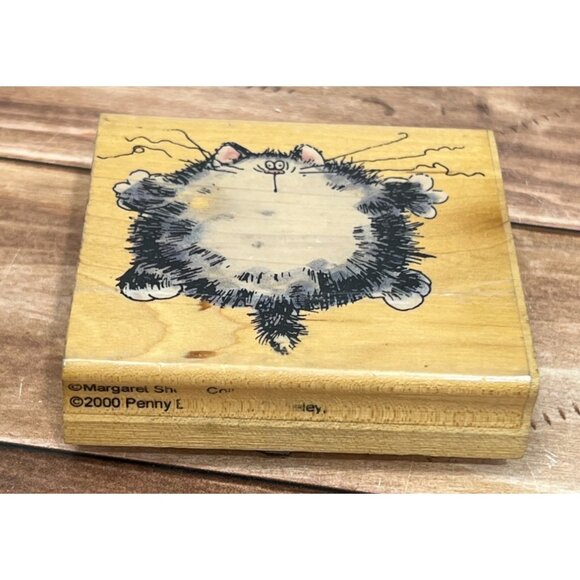 2000 PENNY BLACK STRESSED CAT 1737J WOOD MOUNTED RUBBER STAMP BY MARGARET SHERRY - Picture 1 of 6